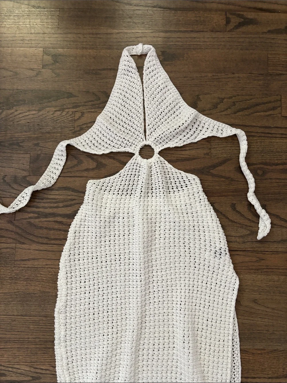 SHEIN White Crochet Halter Swim Coverup
